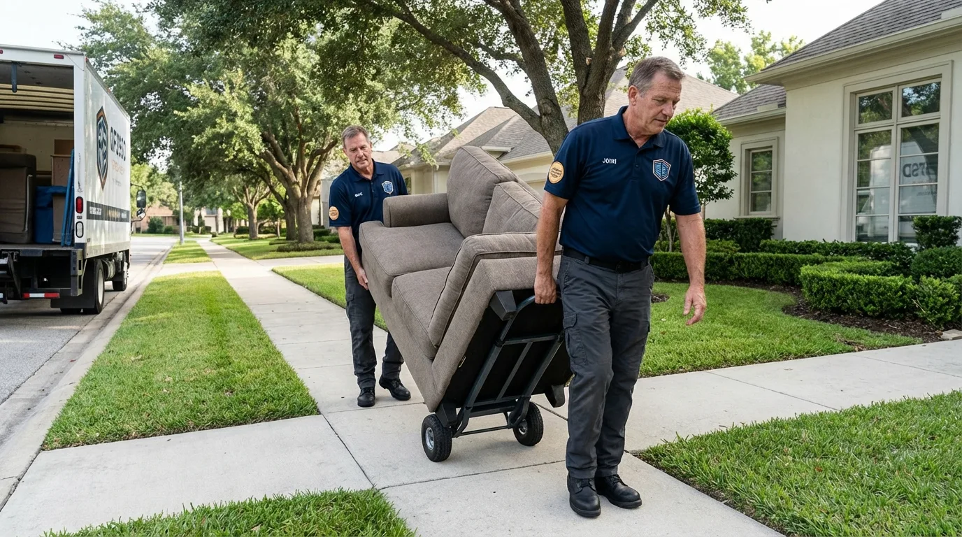 Local residential moving crew loading furniture in Woodcliff Lake, NJ