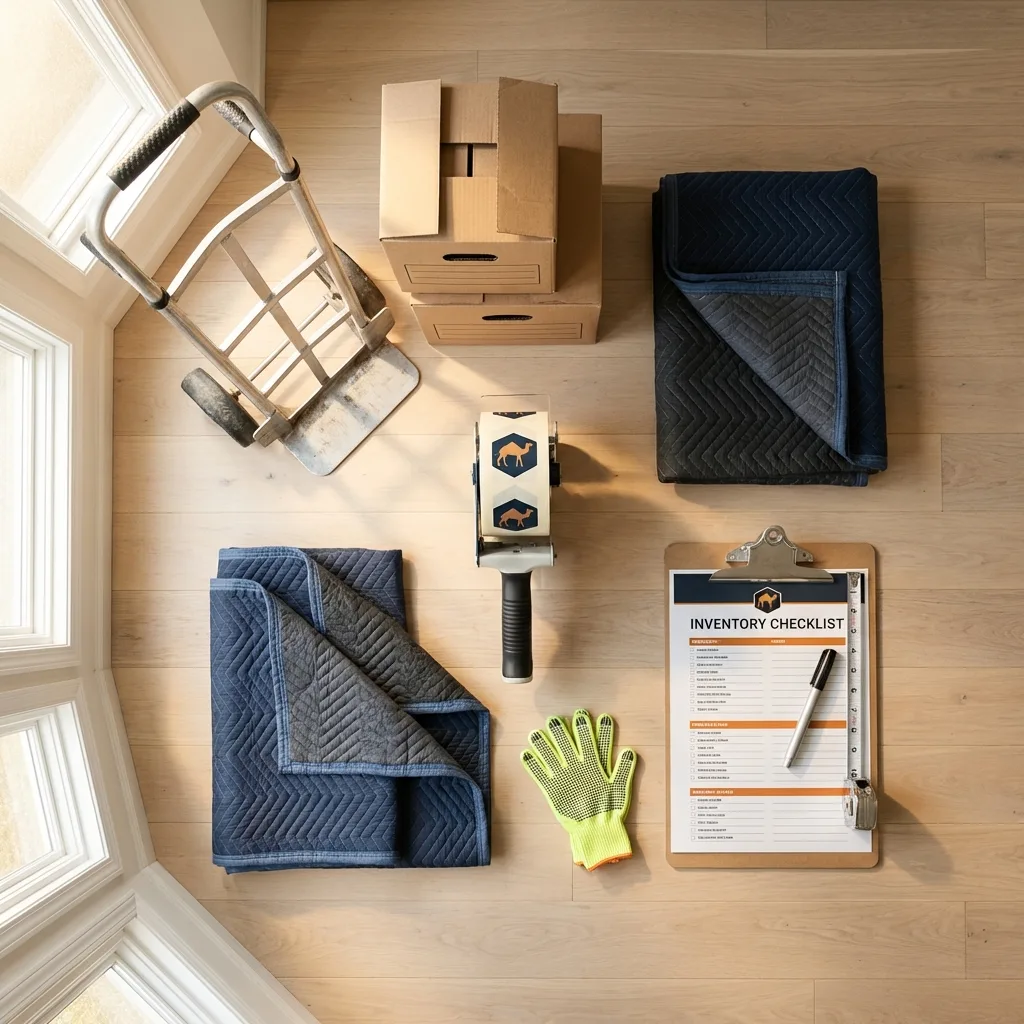 Professional moving supplies and packing materials layout for Woodcliff Lake residential relocations